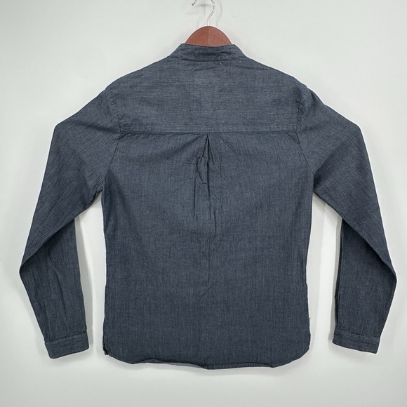 RVLT Revolution Men's Blue Long Sleeve Casual Button Up Band Collar Preppy SZ S - Picture 4 of 10